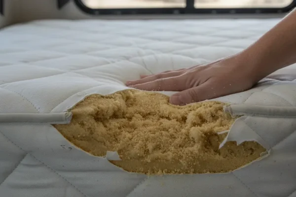 RV Mattress Interior with Foam Breaking Down